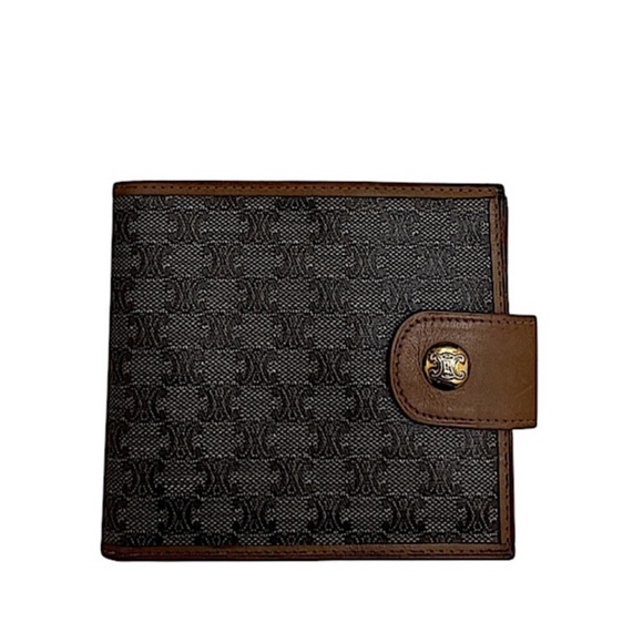 Celine Handbags - CELINE MACADAM TRIOMPHE KISSLOCK WALLET